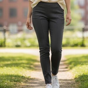 LOFT Charcoal Gray Skinny Ankle Pants Front Seams Size 2